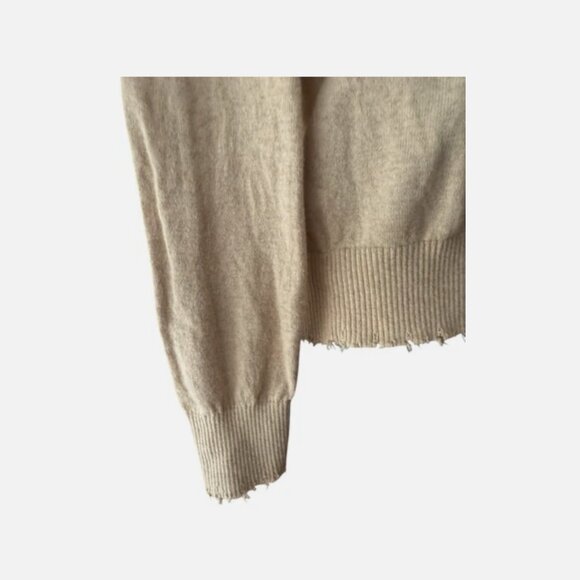 Minnie Rose Cotton Cashmere Frayed Edge Lightweight Crew Sweater in Lotus size S - Picture 5 of 8